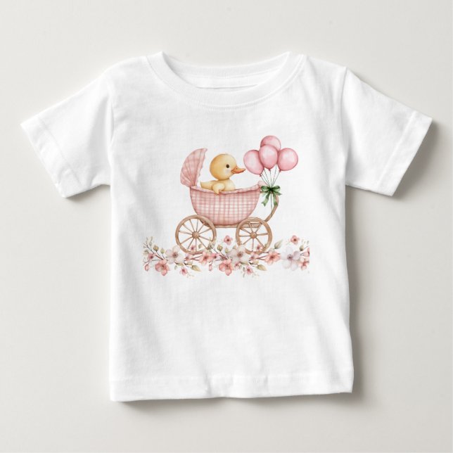 Whimsical Bebis Anka i Barnvagn  T Shirt (Framsida)
