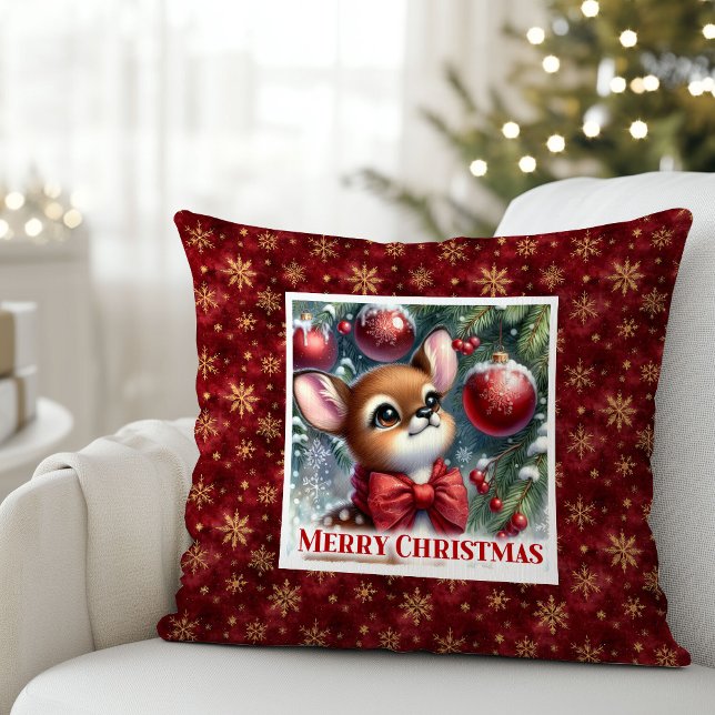 Whimsical Bebis Dovhjort Mysig Vinter Barnkammar D Kudde (Whimsical Baby Fawn Cozy Winter Kids Room Decor Christmas Pillow

)