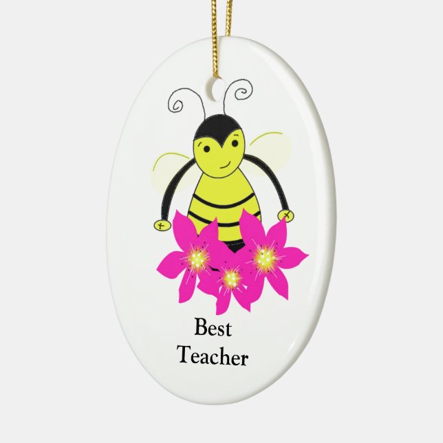 Whimsical Bee Best Teacher Julgransprydnad Keramik (Vänster)
