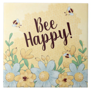 Whimsical Bee Lycklig Kakelplatta
