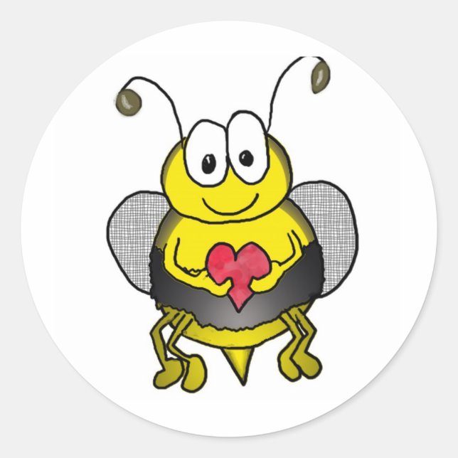 Whimsical Bee Runt Klistermärke (Framsida)