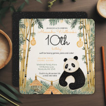 Whimsical Beige Bamboo och Panda Födelsedagsfest