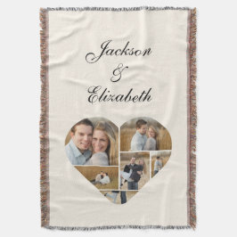 Whimsical Beige Heart Photo Collage Personlig Filt