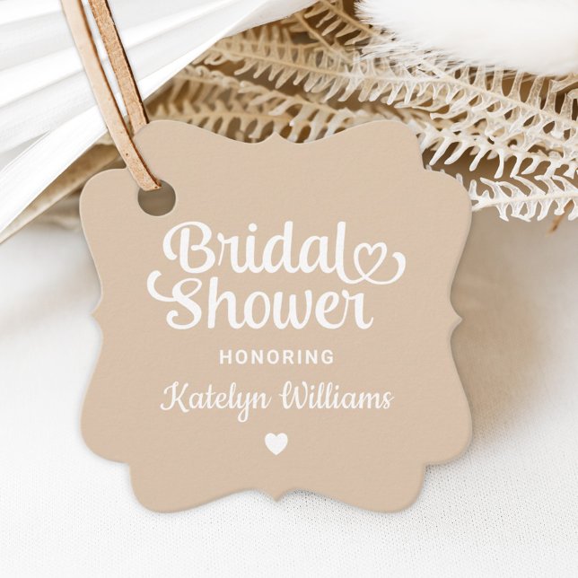 Whimsical Beige Hjärtmanus Bröllopsdusch Gåvor Etiketter (Skapare uppladdad)