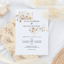 Whimsical Beige Meadow Wildblomma Ram Bröllop