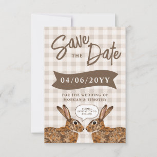 Whimsical Beige Skogshare Kanin Save The Date Spara Datumet