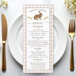 Whimsical Beige Woodland Hare Wedding Menu Card Meny