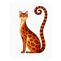 Whimsical Bengal Katt Vattenfärg