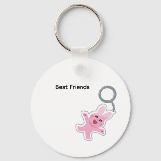 Whimsical Best Friends Bunny Keyring for Backpacks Nyckelring