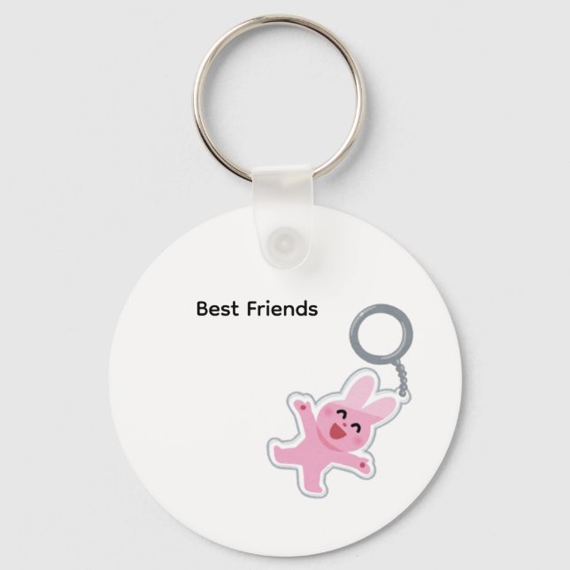 Whimsical Best Friends Bunny Keyring for Backpacks Nyckelring (Framsida)