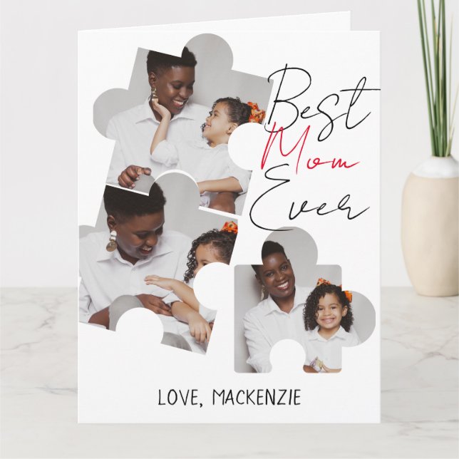 Whimsical Best Mom Ever Pusselbit Fotografi  Kort (Framsida)