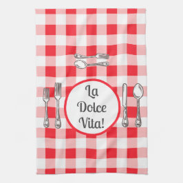 Whimsical Bestick Dolce Vita Röd Kryss Kökshandduk