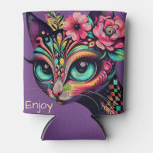Whimsical Big-Eye Retro Diva Cat Kitty