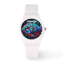 Whimsical Big-Eyed Fish Nautical Personalized Armbandsur