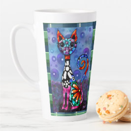 Whimsical Big-Eyed Funky Abstract Kitty Cat