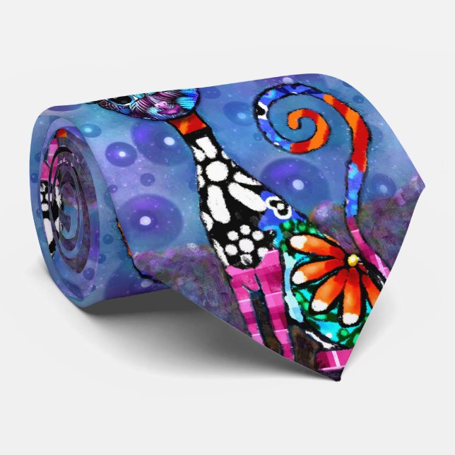 Whimsical Big-Eyed Funky Abstract Kitty Cat Slips (Rullad)