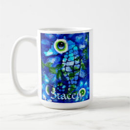 Whimsical Big-Eyes Seahorse Art Blue Personalized Kaffemugg