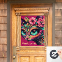 Whimsical Big-Öga Retro Diva Cat Kattunge