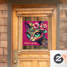 Whimsical Big-Öga Retro Diva Cat Kattunge