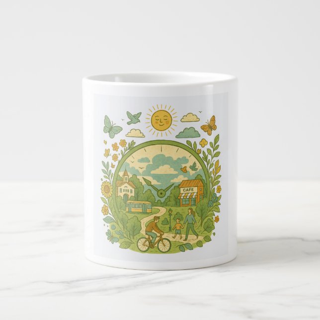 Whimsical Bike Riding Jumbo Mugg (Framsidan)