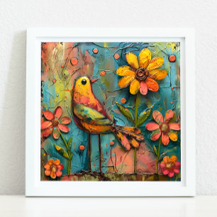 WHIMSICAL BIRD AND BLOMMIGT POSTER