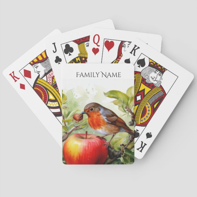  Whimsical Bird & Apple Delight Playing Cards Casinokort (Baksidan)