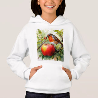  Whimsical Bird & Apple Delight T Shirt