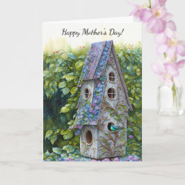 Whimsical Bird House Mors dag Card Kort