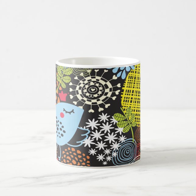 “Whimsical Bird in a Floral Wonderland Kaffemugg (Center)