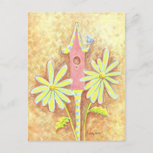 Whimsical Birdhouse Vykort