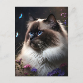 Whimsical Birman Cat Postcard Vykort