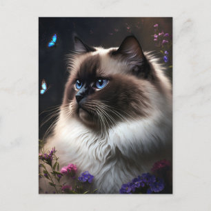 Whimsical Birman Cat Postcard Vykort