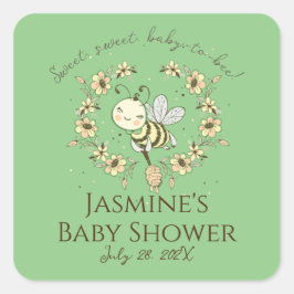 Whimsical Biskrans Baby Shower  Fyrkantigt Klistermärke