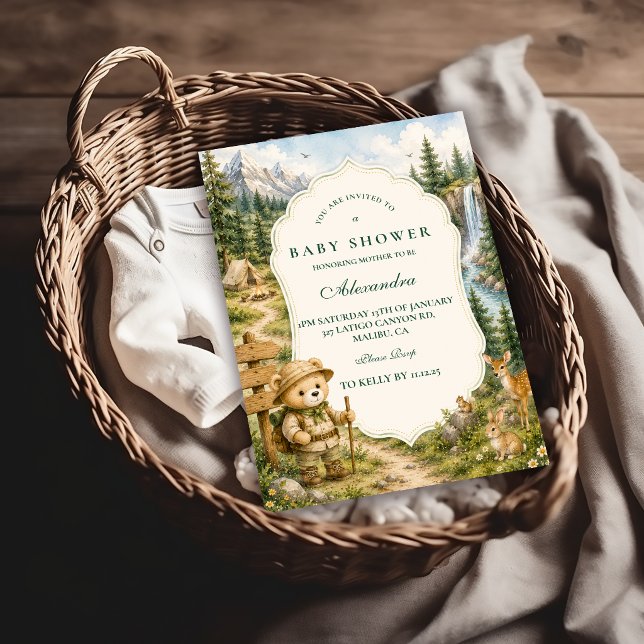 Whimsical Björn Camping Baby Shower Inbjudningar (Skapare uppladdad)