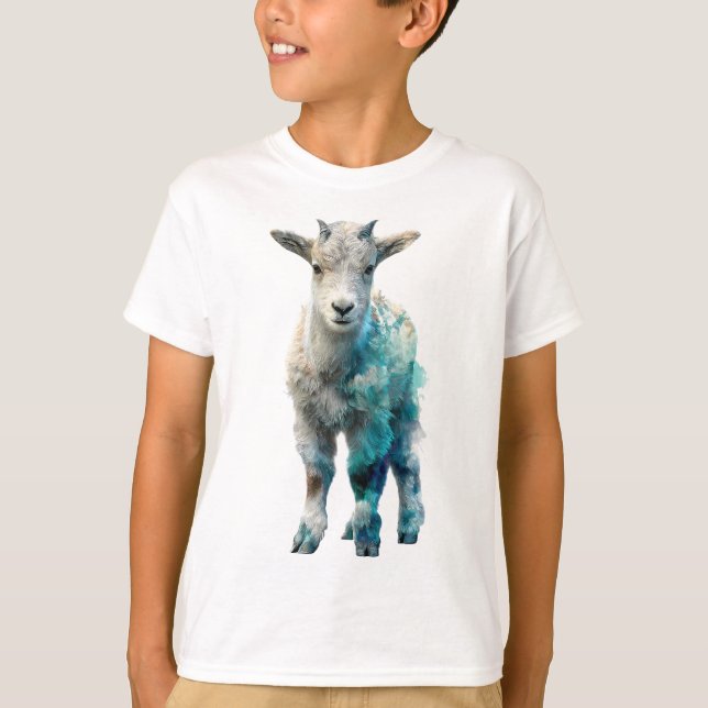 Whimsical Blå Akvarell Getter Barn T Shirt (Framsida)