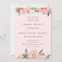 Whimsical Blå Blommig Akvarell Bröllop