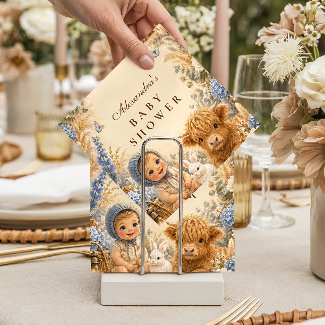 Whimsical Blå Boho Bebis Shower Pappersservett (Skapare uppladdad)