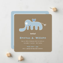 Whimsical Blå Elefant Älskling Baby Pojke Foto Föd