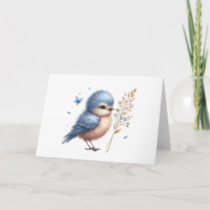 Whimsical Blå Fågel Allaktivitets Blank Välkomstko Kort