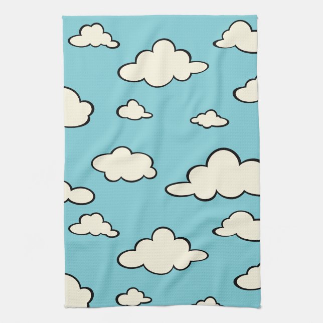 WHIMSICAL BLÅ HIMMEL CLOUD MÖNSTER KITCHEN TOWELS KÖKSHANDDUK (Vertikal)