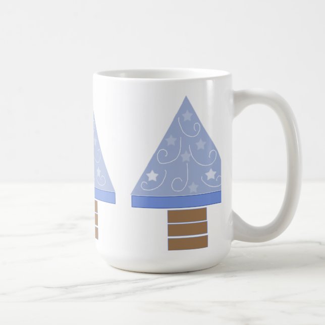 Whimsical Blå Julgranar Kaffemugg (Höger)