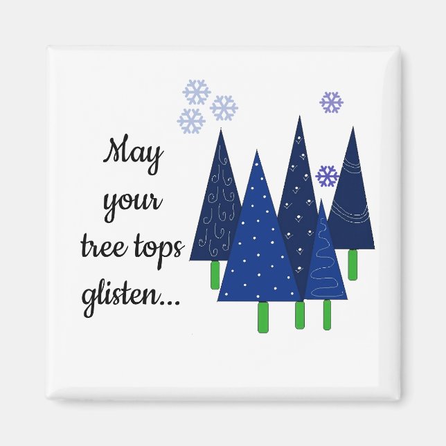Whimsical Blå Julgranar Magnet (Framsidan)