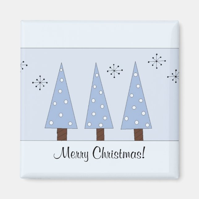 Whimsical blå julgranar magnet (Framsidan)