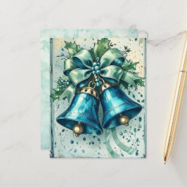 Whimsical blå julklockor Scrapbookpapper