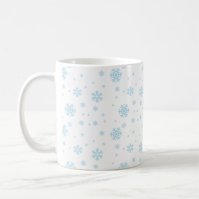 Whimsical Blå Snöflingemönster Mugg (Vänster)