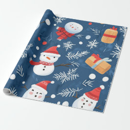 Whimsical blå snöman presentpapper
