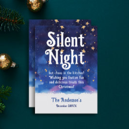 Whimsical Blå Tyst Natt Magisk Jul Vinter Julkort