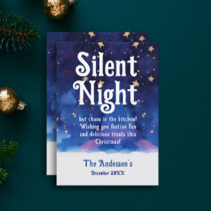 Whimsical Blå Tyst Natt Magisk Jul Vinter Julkort