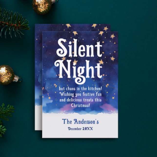 Whimsical Blå Tyst Natt Magisk Jul Vinter Julkort (Skapare uppladdad)