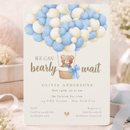 Whimsical Blå Vi kan knappt vänta Pojke Babyshower Inbjudningar